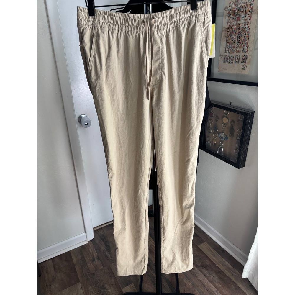 All in Motion Mens Ripstop Lifestyle Pants Tan Khaki Elastic Waist Small NWT